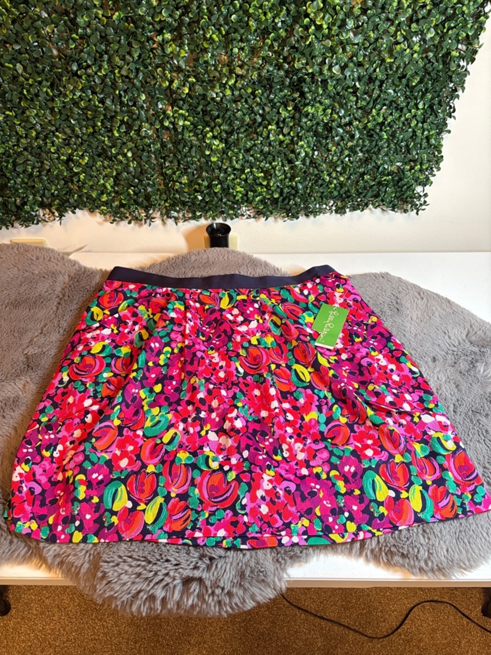 NWT Lilly Pulitzer Vibrant Pink Multi-Color Floral Midi Skirt Size 14
